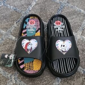 Disney Tim Burtons The Nightmare Before Christmas Black Slide Sandals Size 10